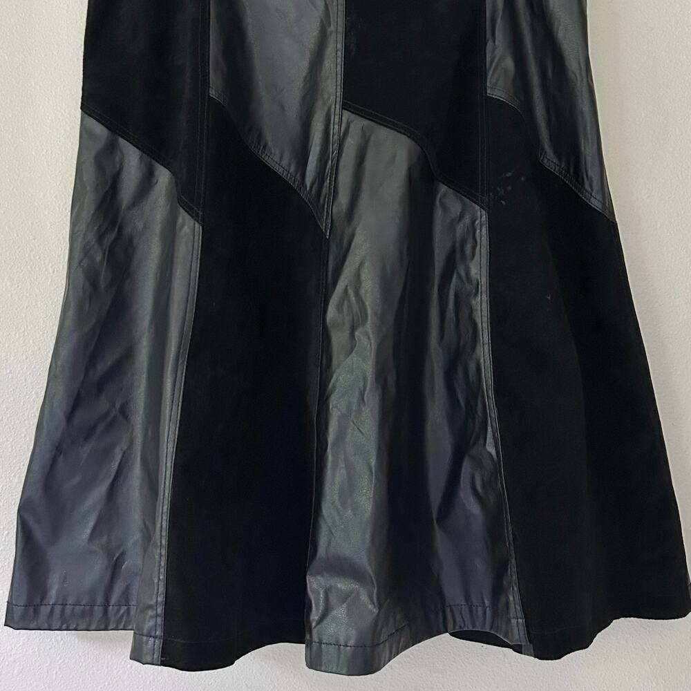 Jamie Nicole Vintage Genuine Leather Patchwork Midi Skirt Black emo goth boho 22 - Picture 5 of 8